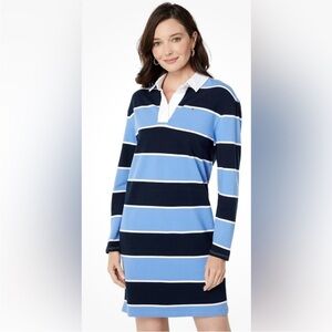 Tommy Hilfiger Navy and Light Blue Striped Polo Dress